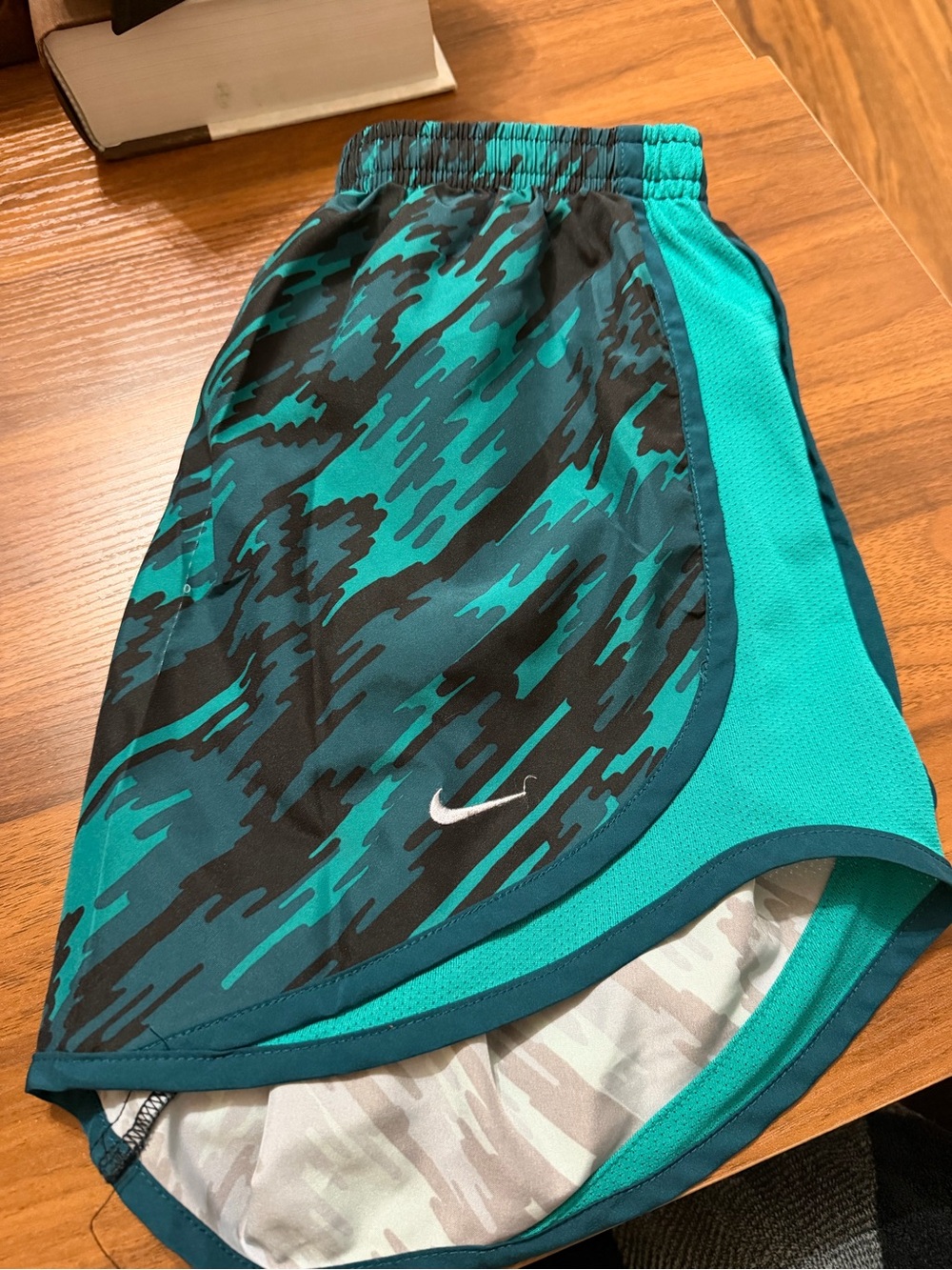 Nike Teal & Black Camo Athletic Shorts